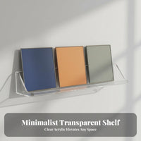 Drillno-Drill Installation Levitateing Album Ledge Transparent Design Narrow Picture Rack Easy to Install Display Shelf Space-Saving for CD Collectors, Music Lovers, Living Room, Bedroom, Hallway, Nursery