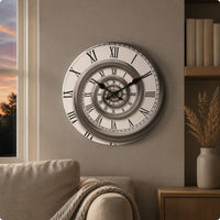 Wood Grain Wall Clock Battery Powered Vintage Wall Clock Easy to Read