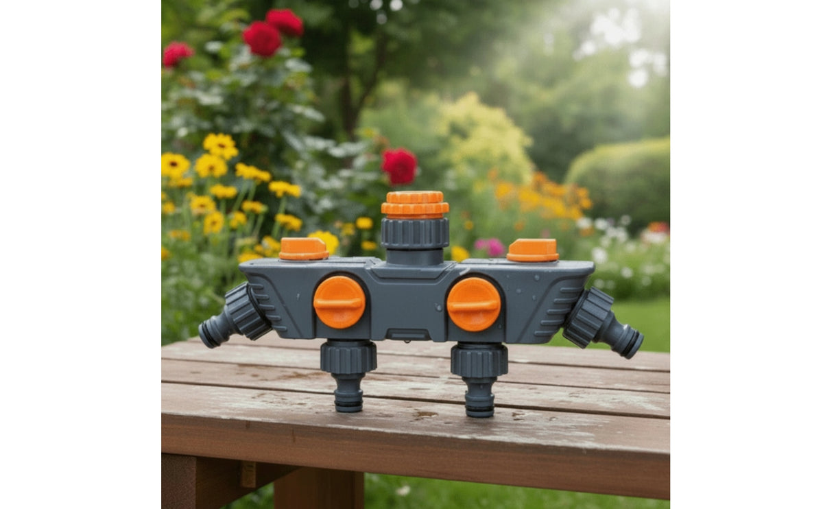 4 Outlet Hose Splitter Easy to Install Garden Splitter Individual Shut off Valves Hose for Yard