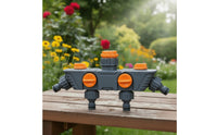 4 Outlet Hose Splitter Easy to Install Garden Splitter Individual Shut off Valves Hose for Yard