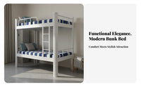 Bunk Bed No Box Spring Needed Metal Bunk Bed Full-Length Guardrails for Students, Adults, Dorm Room Quarters, Small Apartment