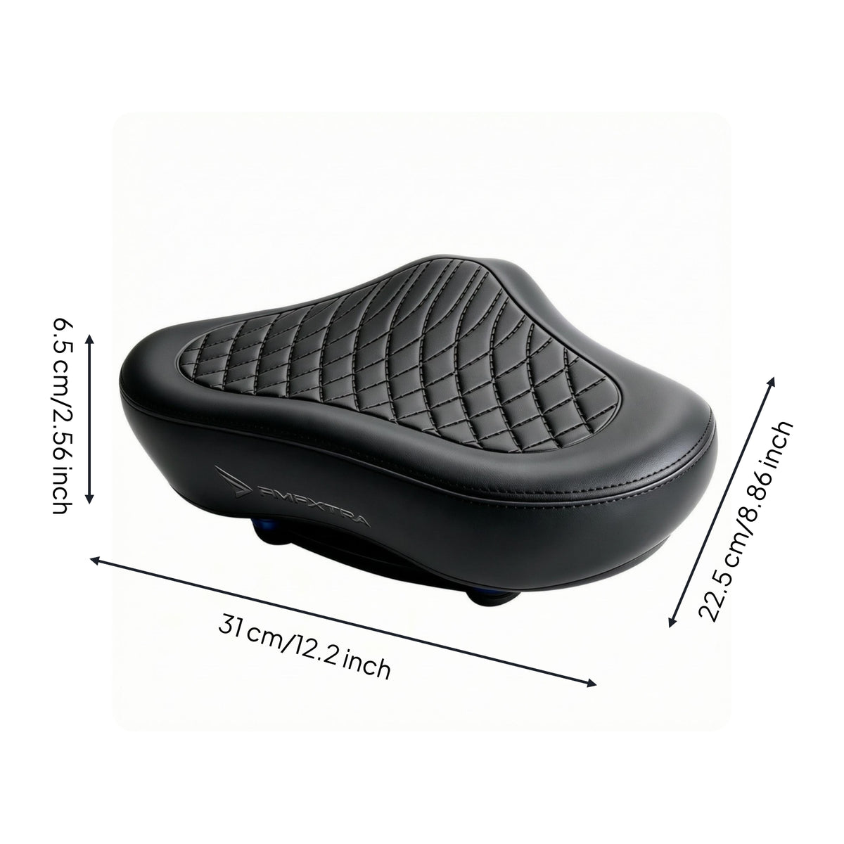 Raised Side Bolsters Quilted Cycle Saddle Polished Exterior Wide Contoured Saddle Included Clamp Seat Cushion Molded Base