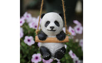 Animal Swing Ornament Jute Rope Hanging Animal Decor Swing Seat Decor Painted Cute Hanging Sculpture Outdoor Use for Yard