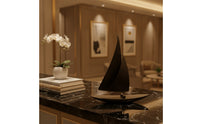 Sailboat Statue with Curved Hull Matte Black Sailboat Sculpture Minimalist Sailing Boat Model for Office Desk