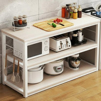 Large Capacity Microwave Oven Stand Stable and Sturdy Kitchen Island Workbench Heavy Duty Utility Table Adjustable Shelves for Pantry
