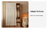 Toolcostless Installation DrillcostlessNo-Drill Shelf Fixture Hides Clutter Tension Rod particle Screen Easy to Install Cabinet Curtain adaptable for Apartment Dwellers, property owners, Wardrobe, shelving unified, Bedroom, Living Room