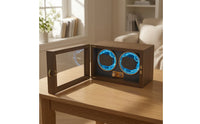 Wooden Automatic Watch Winder Quiet Two-Watch Watch Winder Compact Box Transparent for Office