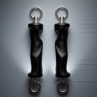 2 Pieces Metal Rings Fitness Grip Handles Molded Ergonomic Grip Handles Black Exercise Gear Long-Lasting