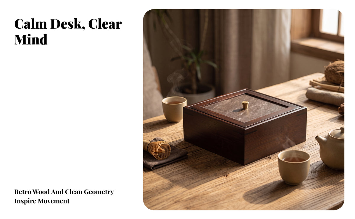 Solid Wood Tabletop Organizer Box