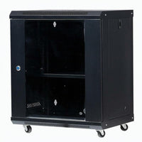Cold-Rolled Steel Construction Wall Mount Network Rack Tempered Glass Door Wall Mounted Equipment Cabinet Good Ventilation IT Equipment Cabinet Adjustable Shelf for Home Workspace Enthusiasts, Surveillance System