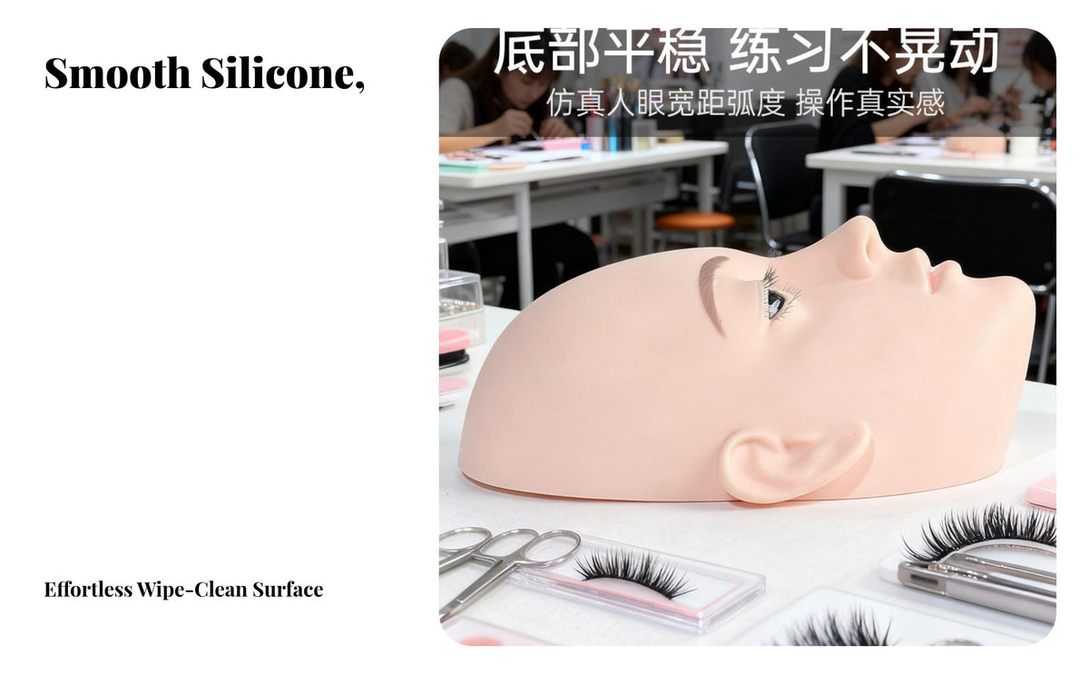 3-Layer Lash Practice Head Liftable Eyelids 3 Layer Lash Practice Head Realistic Skin-Like Feel Cosmetology Supply for Beginners, Students