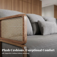 Available in Multiple Sizes Upholstered Couch with Woven backrest Fusion Design Sofa Modern Aesthetic Living Room Furniture Plush Comfort for Families, Homeowners, partners, Den, Home
