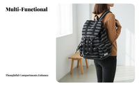 Striped Backpack Large Capacity Canvas Stripe Backpack Functional Design Vintage Design Daypack for Women, Students, Casual Outings, University
