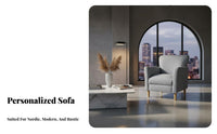 Modern Minimalist Design Curved Single Sofa Nordic Inspired Armchair Space-Saving Accent Chair Thick Cushioning for Apartment Dwellers, Homeowners, Young Adults, Living Room, Bedroom, Home Office, perusing alcove