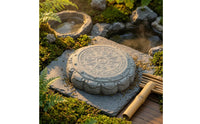 Faux Bluestone Decorative Drum Ornament Raised Relief Miniature Landscape Ornament Engraved Pattern Home Decor Resin for Garden