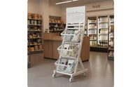 Snack Display Stand Heavy-Duty Rolling Display Rack Space-Saving Storage Basket Rack for Supermarket, Checkout Counter