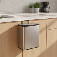 Stainless Steel Wall Mounted Trash Can with Lid Space-Saving Wall-Mounted Trash Bin Compact Hanging Waste Bin Small for Kitchen, Cabinet, Bathroom