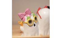 Whimsical Ghost Ornament with Sculpted Base Cute Ghost Figurine Playful Mini for Halloween Party