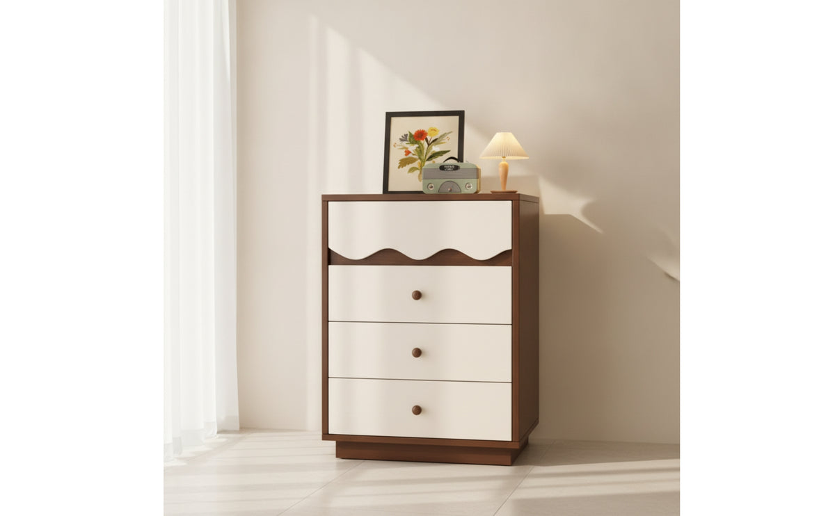 Four-Drawer Cabinet Wood-Grain Chest of Drawers Wooden Cabinet with Drawers for Living Room, Entryway, Small Apartments