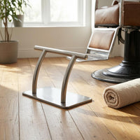 Salon Chair Footrest Curved Tubular Hairdressing Chair Foot Pedal Floor-Standing Footrest Rectangular Base