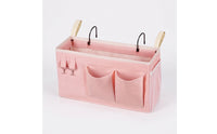 Bedside Holder with Hooks Structured Bedside Holder Crib Organizer Sturdy Hanging Storage Organizer with Mesh Pocket Lightweight