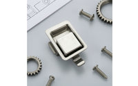 Panel Latch Lock Stainless Steel Recessed Latch with Handle Cabinet Door Lock Polished for Builders, Industrial Cabinets