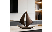 Wooden Sailboat Ornament Tabletop Wooden Sailboat Model Desktop Sailing Boat Display for Living Room, Entryway