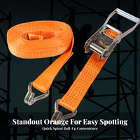 Ratchet Fastening Strap High Strength Double Hook Ratchet Strap Hardened Steel Hooks Transport Equipment for Truck Drivers, Trucking, Moving