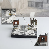 1/72 Scale Diorama Base WWII Battlefield Diorama Winter Theme Miniature Scene with Ruined Building Pre-Painted for Hobbyists, Collectors, Model Presentation Showcase