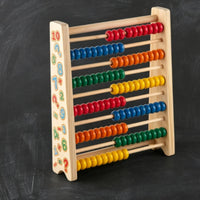 10 Rods Wooden Counting Abacus 100 Beads Children's Math Abacus Printed Numbers Tabletop Arithmetic Toy Multicolor