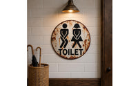 Round Metal Wall Plaque Decorative Lavatory Toilet Simple to Hang to Hang Restroom Plaque