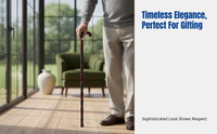 Wooden Walking Cane for Elderly, Sturdy Wood, Anti-Slip, Lightweight, Carved Handle