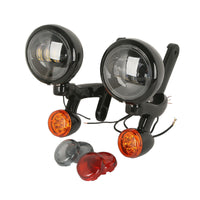 Motorcycle Light Bracket with Lens Covers Aluminum Alloy Fog Light Bracket with Turn Indicators LED for Motorcycle Owners, Night Riding