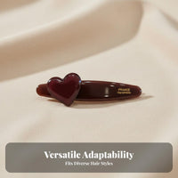 Red Heart Hair Barrette Korean Design Heart Hair Barrette Side Bangs Barrette Valentine's Day Themed Fashionable for Women