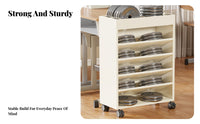 360° Rotating Wheels Movable Book Rack Versatile Use Multi-Tier Wheeled Bookshelf Easy to Reach Rolling Organizer Slim Profile for Students, Teachers, Office Workers, Classroom, Dorm Room, Home, Nursery