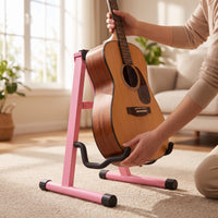 A shaped Guitar Stand Padded Folding Guitar Stand Non-Slip for Guitarists, Rehearsal Room