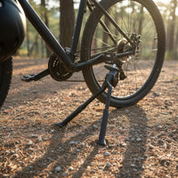 Foldable Design Double Leg Kickstand Heavy Duty Center Mount Bike Stand Easy to Install Two Leg Cycle Support Aluminum Alloy Body for Cyclists