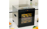 Viewing Window 6-Layer Food Dehydrator Internal Light Countertop Food Dehydrator Black and Silver Jerky Dryer Even Hot Air Circulation