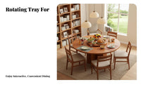 Solid Wood Tabletop Round Dining Table Space-Saving Foldable Round Dining Table Easy Storage Household Furniture Long-Lasting Construction for Apartment Dwellers, Restaurant Owners, Hotel, Small Areas, Family Gatherings, Cafe