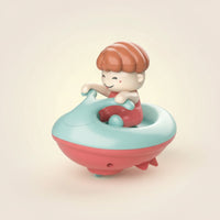 Batterybatteryless Wind-up Boat with Figure Interactive Floating Boat Toy Safe Long-Lasting for Toddlers