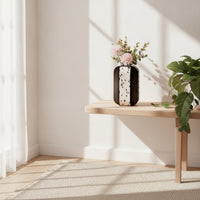 Vase with Horsehair Panel Minimalist Decorative Metal Vase Bronze for Tabletop