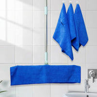 2-Pack Blue Microfibre Cloth and Cleaning Cloths, Super Absorbent Cloth with Perforated Border, Textured for Car Wash, Glass and Floor Cleaning