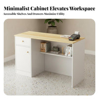 Spacious Desktop Simple Front Desk Table Multi-Functional Modern Front Desk Sturdy Construction Shop Payment Wrap Counter Scratch-Resistant for Receptionists, Business Owners, Restaurant, Boutique, Lobby, Away Ice