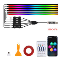 6 Pieces Acrylic Interior Car LED Lights App Controlled Car Ambient Lighting Kit Acrylic Light Strips Multicolor for Drivers