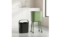 High-Legged Double-Bin Trash Can Glossy Finish Two-Section Trash Can Rounded Corners Double Garbage Bin Rectangular