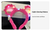 Light-up Ear Headband Party Favor Glowing Ears Headband Glow Soft Ear Headwear for Kids, Girls, Theme Parks, Night Events, Concerts