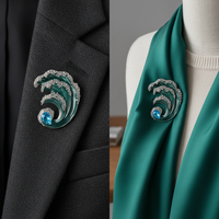 Luxury Wave Brooch Pin for Women, Vintage Style Suit Lapel Pin, Elegant Accessory