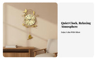 Swinging Birds Wall Clock Quiet Decorative Clock Home Decor for Living Room, Bedroom, Entryway