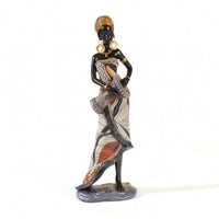 Ethnic-Inspired African Woman Figurine Decorative Black Woman Statue Patterned African Women Figurine Modern for Art Collectors, Entryway, Tabletop