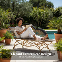 Vintage Design Wicker Chaise Lounge Hand-Woven Design Patio Daybed Weather-Resistant Outdoor Furniture Sturdy Frame for Hotel Owners, Sunbathers, Homeowners, Poolside, Balcony, Sunroom, Backyard